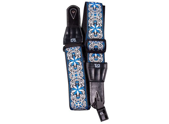 TGI Guitar Strap Woven Cotton Persian Stitch Blue & White TGI Guitar Strap Woven Cotton Persian Stitch Blue & White